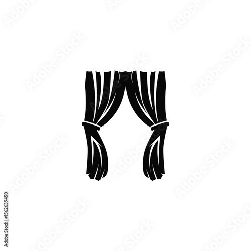 home decoration design with simple minimalist curtain logo concept, window decoration template illustration for business brand