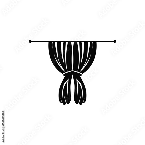 home decoration design with simple minimalist curtain logo concept, window decoration template illustration for business brand