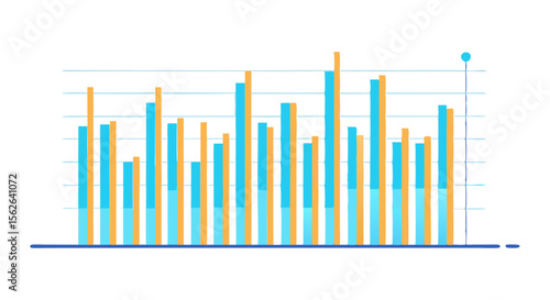 Simple, clean bar chart with alternating blue and orange bars, indicating comparative data visualization and performance metrics.