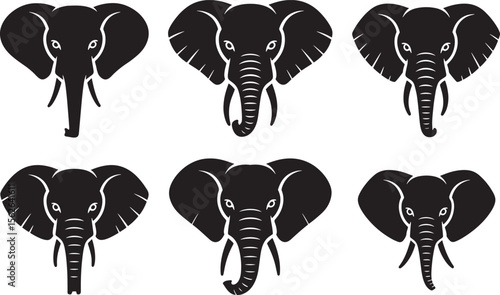 Majestic Elephant Heads A Collection of Six Striking Silhouettes