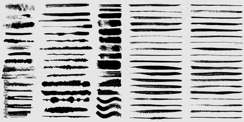 Beautiful Brushes vector collection. Grunge Elements - Brush strokes, ink paint brushes, grunge lines. Rectangle text box for social media and network. vector