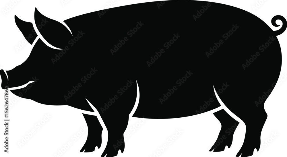 Fototapeta premium Title: Vector black silhouette of a animals on a white background.