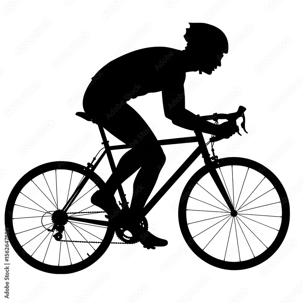 Obraz premium Cyclist silhouette isolated on transparent background for sport designs