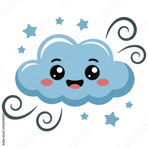 Animated cloud blowing wind weather symbol vector