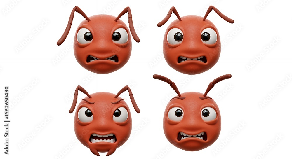 Naklejka premium Ants with various emotions