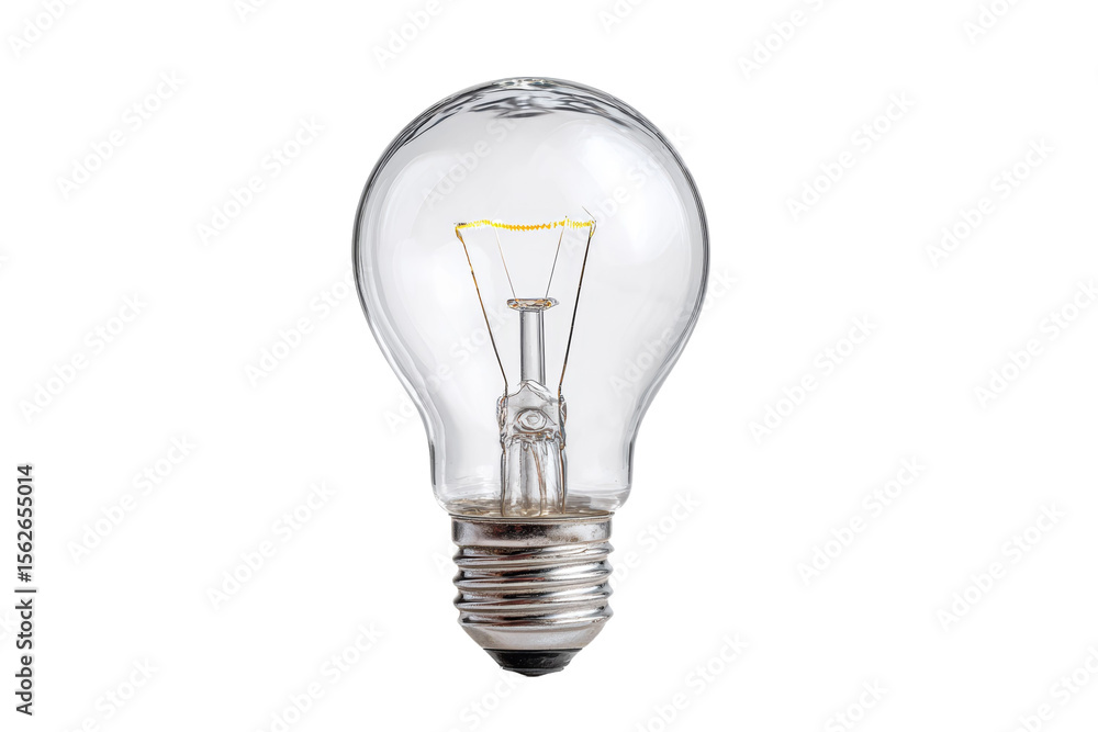 A light bulb is lit up and is sitting on a white background A light bulb is lit up and is sitting on a white background