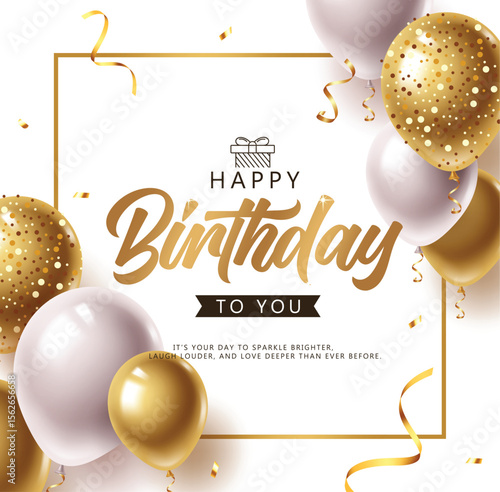 Celebrate in style with this elegant birthday clipart featuring golden balloons, sparkles, ribbons, and a warm message to make anyone’s special day brighter and more joyful. Birthday Greeting clipart.