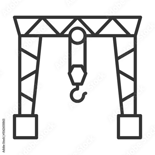 Gantry Crane Icon Outline Style. Vector Illustration Design