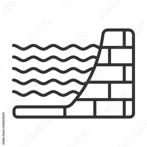 Seawall Icon Outline Style. Vector Illustration Design