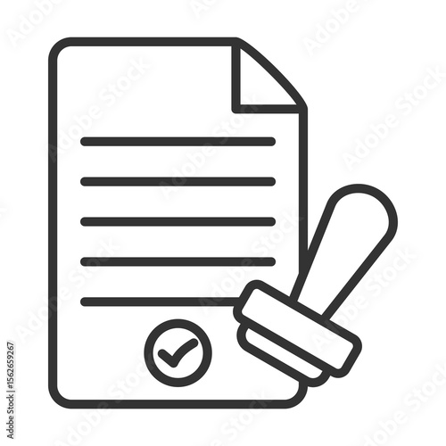 Permit Icon Outline Style. Vector Illustration Design