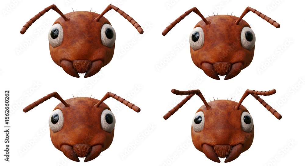 Fototapeta premium Cartoon ant heads illustration design