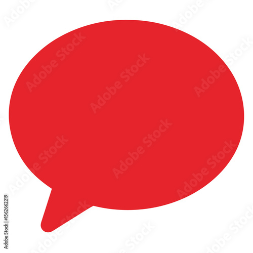Modern elliptical red speech bubble icon with clean vector design
