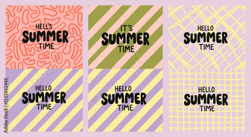 Colorful Summer Themed Graphic Design with Playful Patterns and Typography