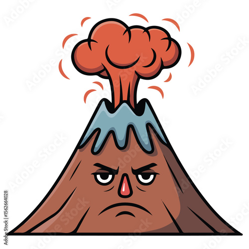 Angry volcano erupting with lava flow vector