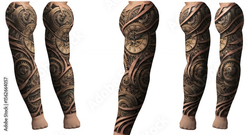 Detailed arm sleeve tattoo design mockups