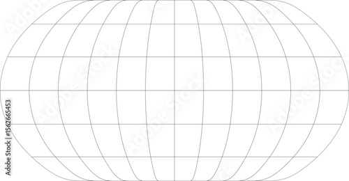30-Degree world map graticule (latitude-longitude) grid vector in natural earth projection