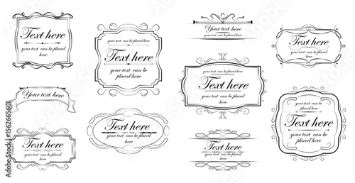 Seth assembly of various elements of the frame ornaments - Vector illustration