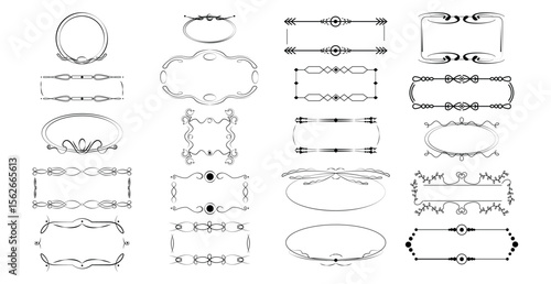 Seth assembly of various elements of the frame ornaments - Vector illustration