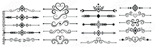 Seth assembly of various elements of the frame ornaments - Vector illustration