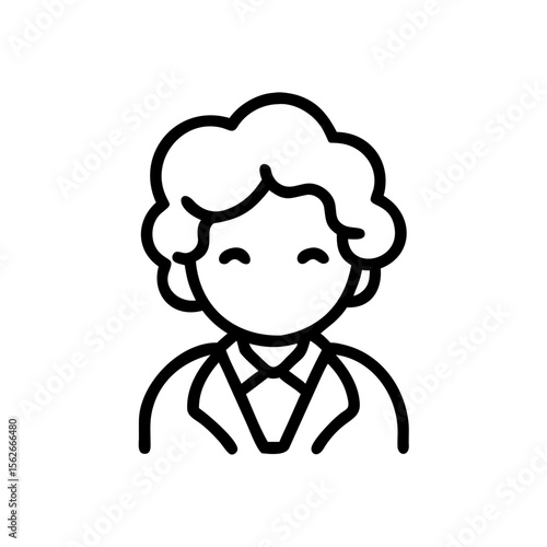 A simple illustration icon with the image of a musician. Medieval Europe. Beethoven. Bach.