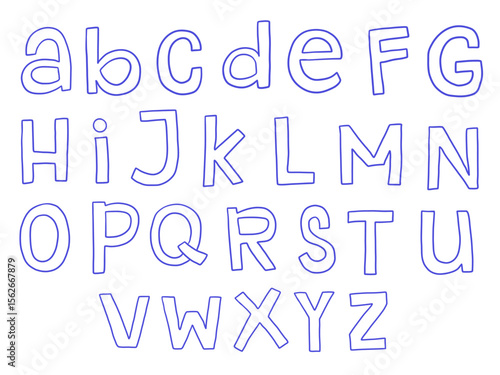 Hand Drawn Alphabet Letter Outline. A full set of 26 uppercase and lowercase hand drawn letters in a fun playful outline font with bold cartoon style strokes. Perfect for posters children designs logo