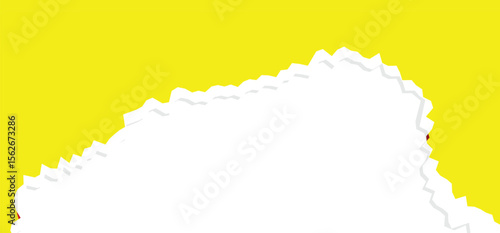 Torn white paper sharpedged against a bright yellow backdrop hinting at hidden depths