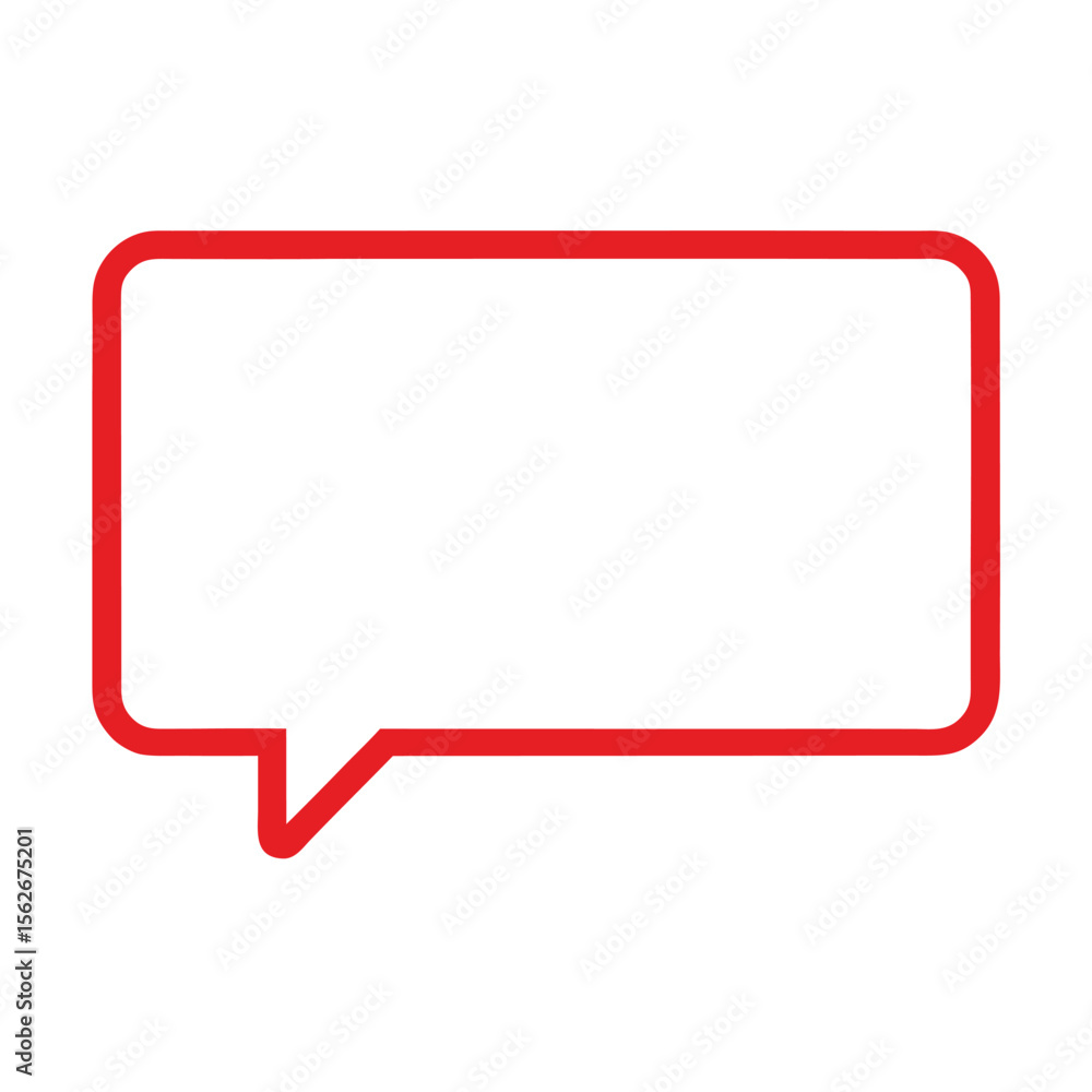 Naklejka premium Simple thin red rectangle speech bubble icon with clean design