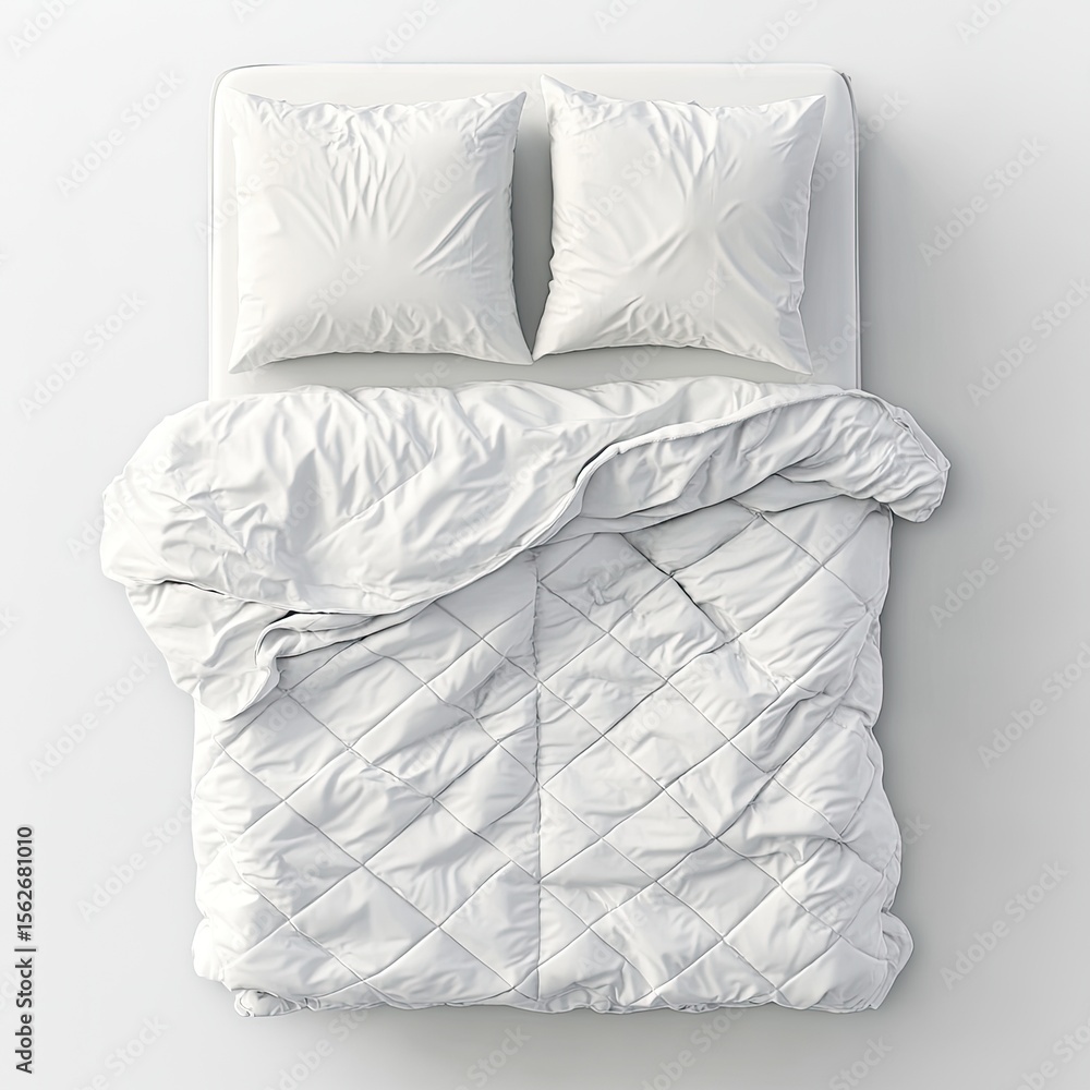 Fototapeta premium White bed comforter and pillows