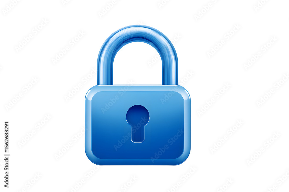 A simple glossy blue padlock icon on transparent background A simple glossy blue padlock icon on transparent background