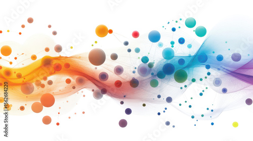 Abstract colorful wave with bubbles and flowing lines representing creativity and dynamic movement in art