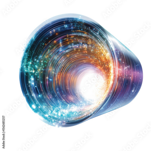 Ethereal Cosmic Portal Illustrating Vibrant Energy and Starry Light in a Spiral Formation