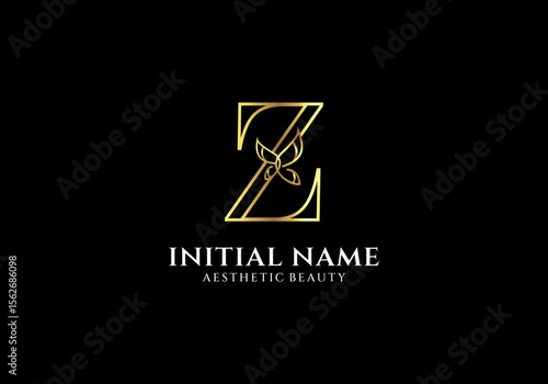 Initial Z Letter Logo Design with Butterfly or Leaf Element