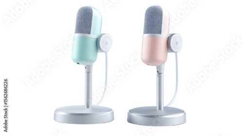 Vintage Style Microphones in Elegant Colors for Modern Audio Recording and Podcasting Setup