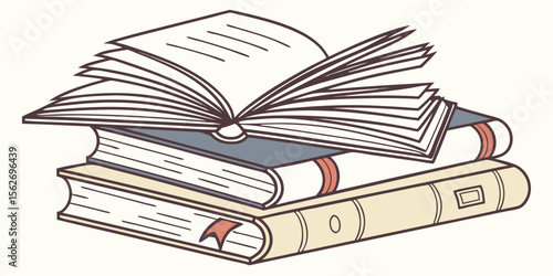 Open book with bookmark isolated on white background for education and reading