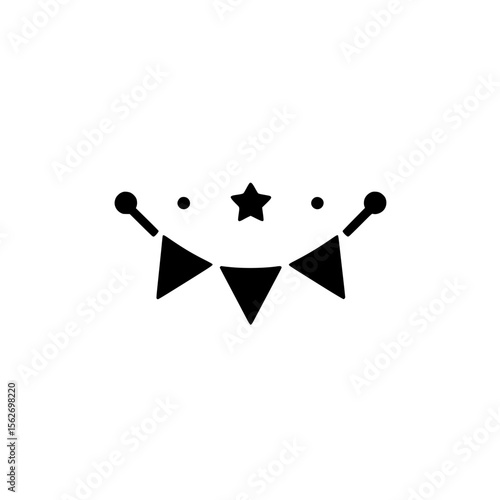 Decorative flag banner with stars icon representing celebration, national event, or holiday decoration.