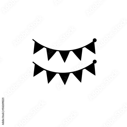 Triangular flag bunting icon used for festive decoration, celebrations, or party design elements.