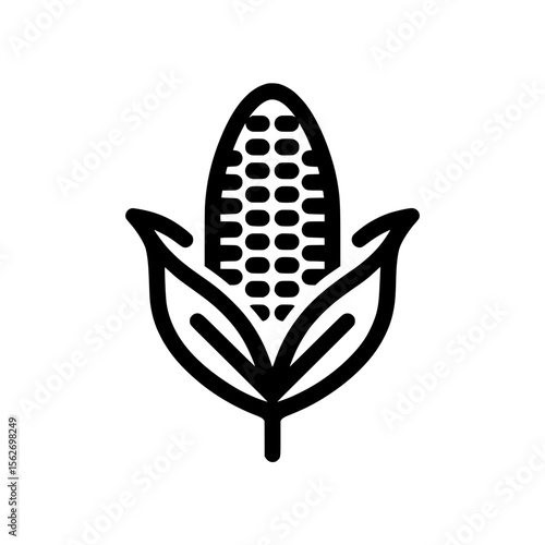 Agricultural icon of a corn cob with open husk and visible texture representing farming and natural produce.