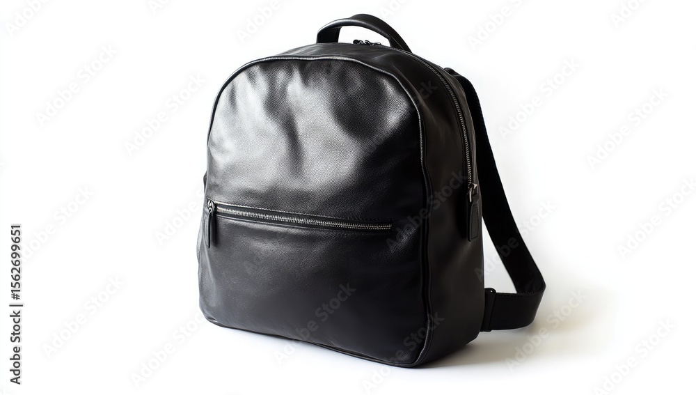 Black leather backpack, studio shot (1) Black leather backpack, studio shot (1)
