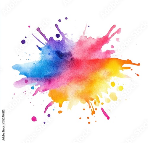 Vibrant watercolor splatter art on white (1)