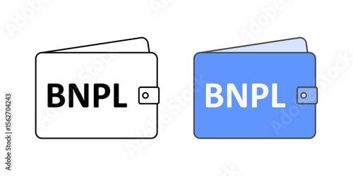 BNPL in mobile wallet icon with wallet and BNPL label, perfect for digital finance, payment apps, and buy now pay later platforms.