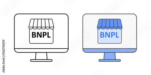 E-commerce platform icon with BNPL logo, ideal for online shopping, digital finance, and buy now pay later platform illustrations.