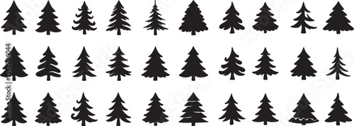Collection of Unique Christmas Tree Silhouettes – Vector Style Set