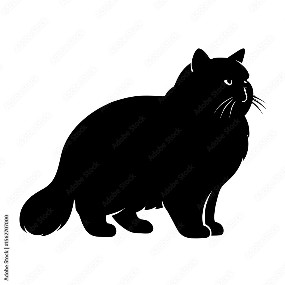 Obraz premium Majestic Black Cat Silhouette with Expressive Whiskers and Alert Eyes