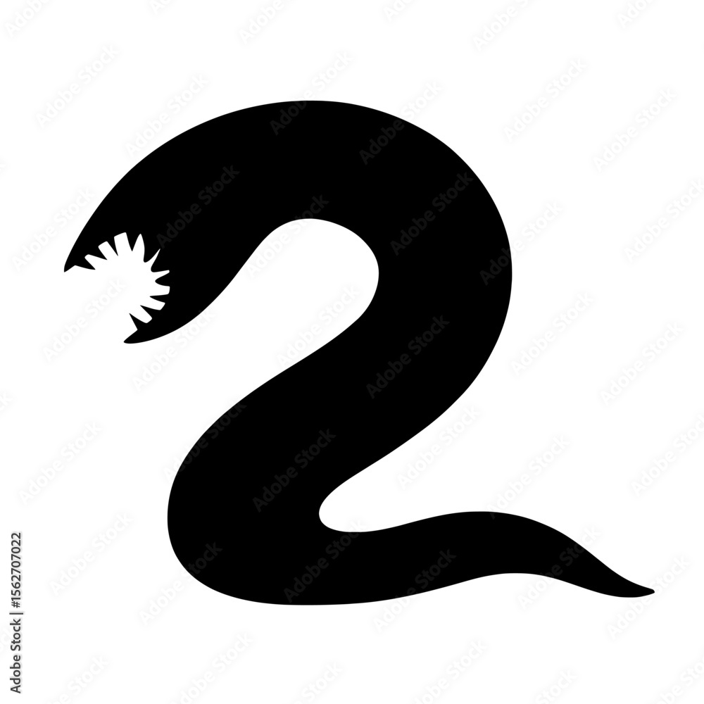 Naklejka premium Majestic Sandworm with Sharp Mouth in Surreal Landscape