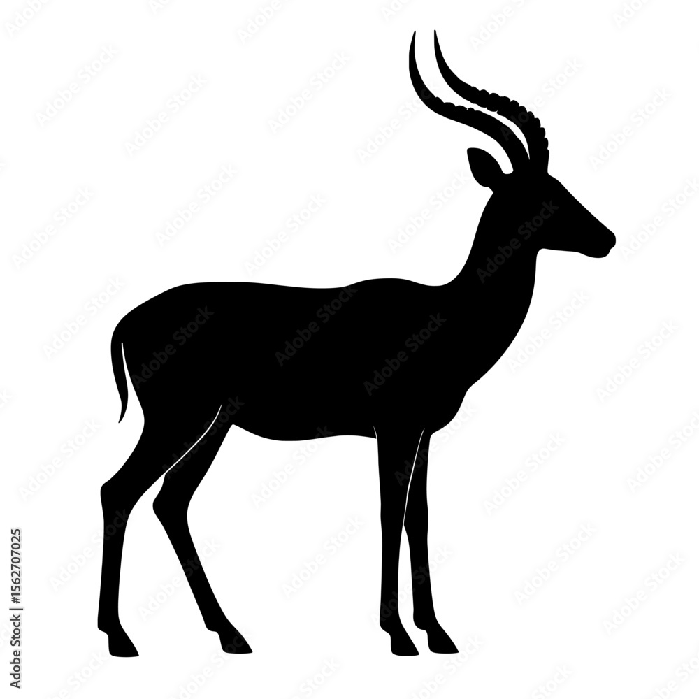 Fototapeta premium Elegant Silhouette of an Impala with Curved Antlers against a Bright Background