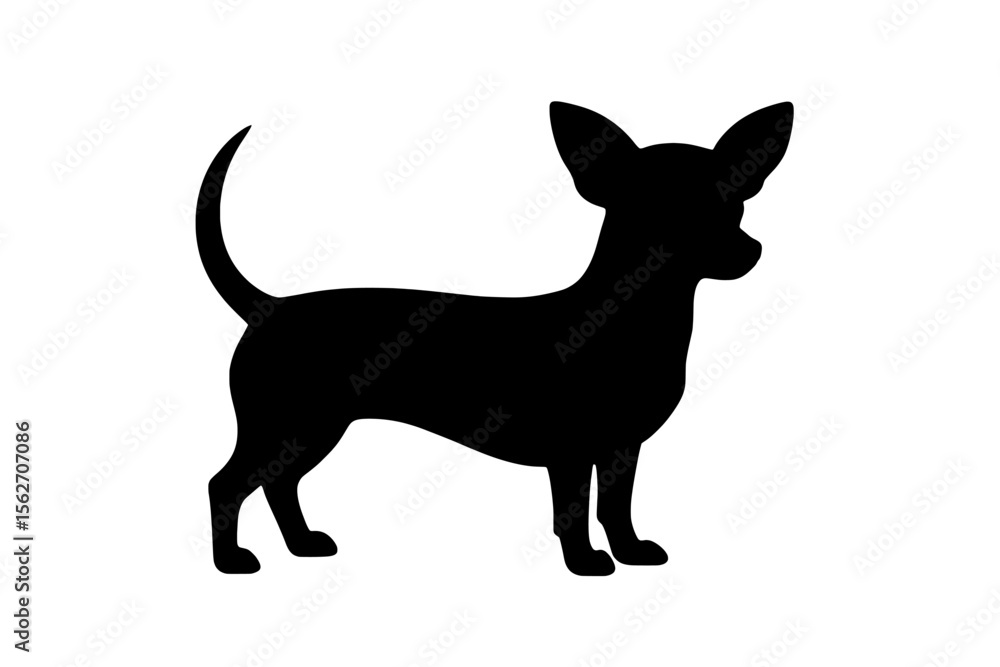 Silhouette of a Chiweenie Dog Standing Calmly Silhouette of a Chiweenie Dog Standing Calmly
