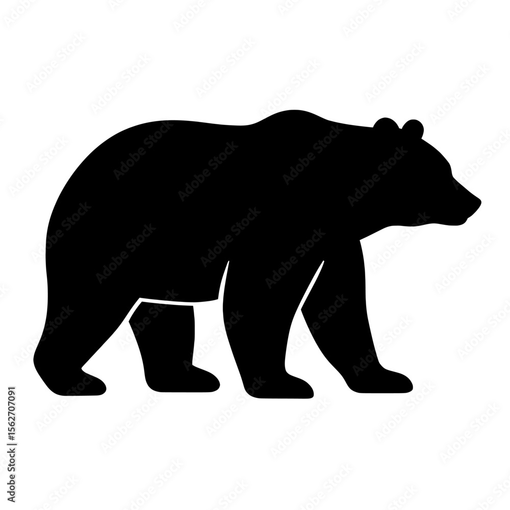 Obraz premium Majestic Brown Bear Silhouette with Nature-Inspired Elements