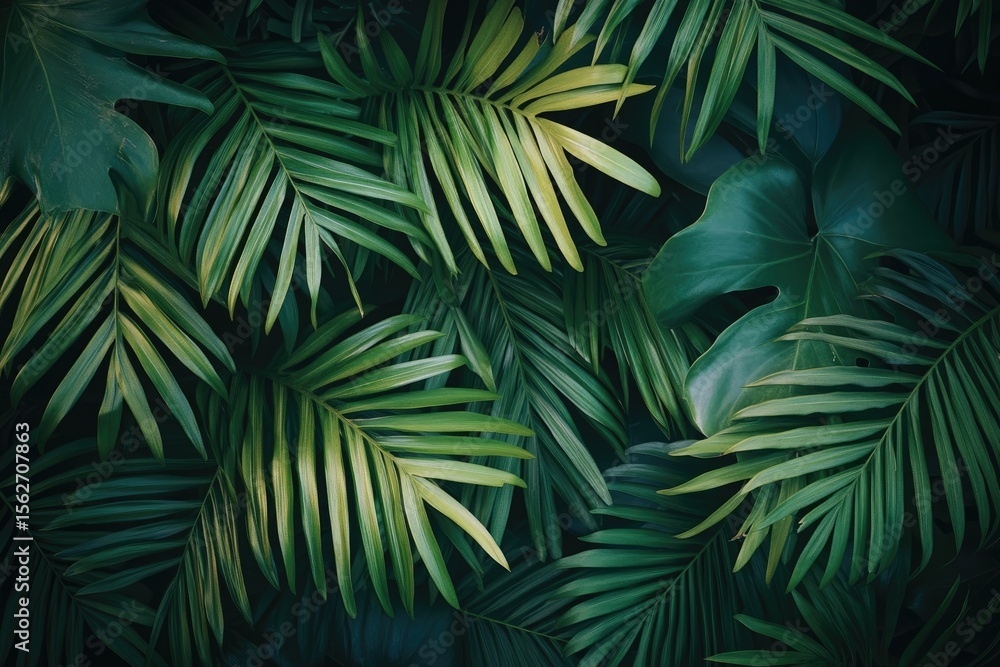 Fototapeta premium Lush tropical foliage background (1)
