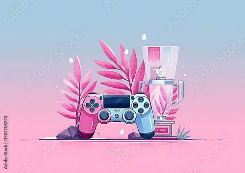 Gaming victory, pastel colours