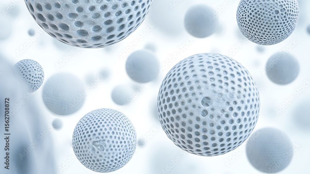 Fototapeta premium Abstract spheres, light gray, floating in air